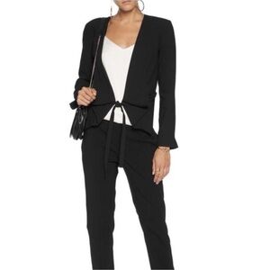 Halston Heritage Black Wool Drape Front Crepe Blazer Jacket Size XL Minimalist